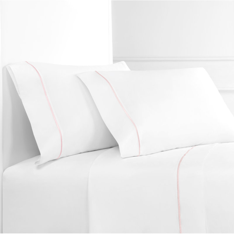 Benin Sheet Set, Queen Sheet Set + Fitted Sheet + 2 Pillowcases, Rose