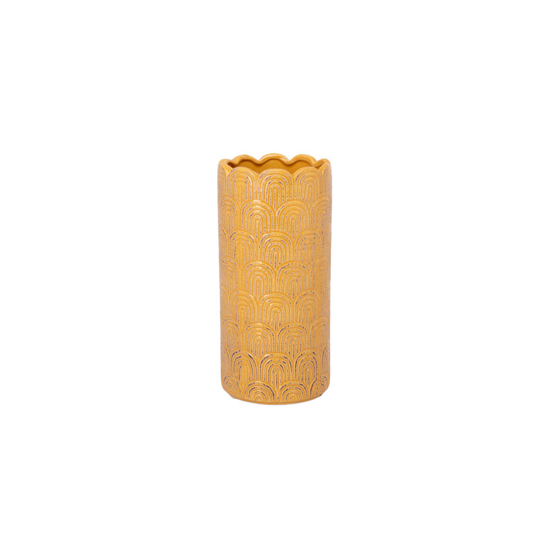 Vase en céramique à finition brillante, H 10 po x l 4,75 po x P 4,75 po, Jaune