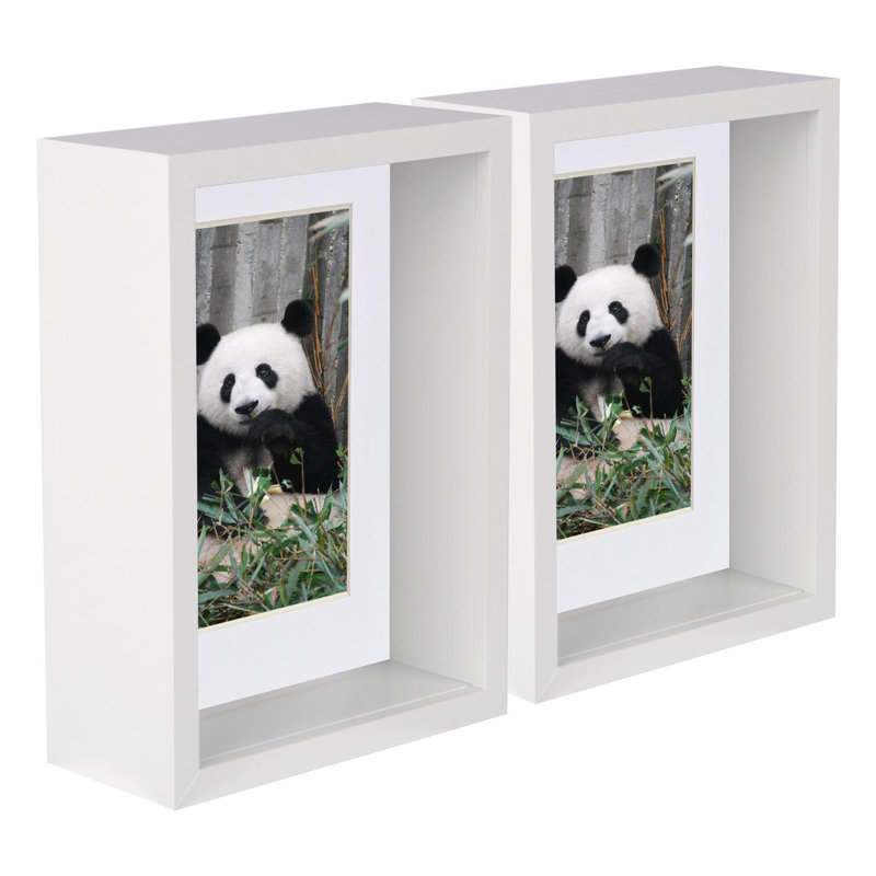Nicola Spring - 5" x 7" 3D Deep Box Photo Frames - 4" x 6" Mount, White