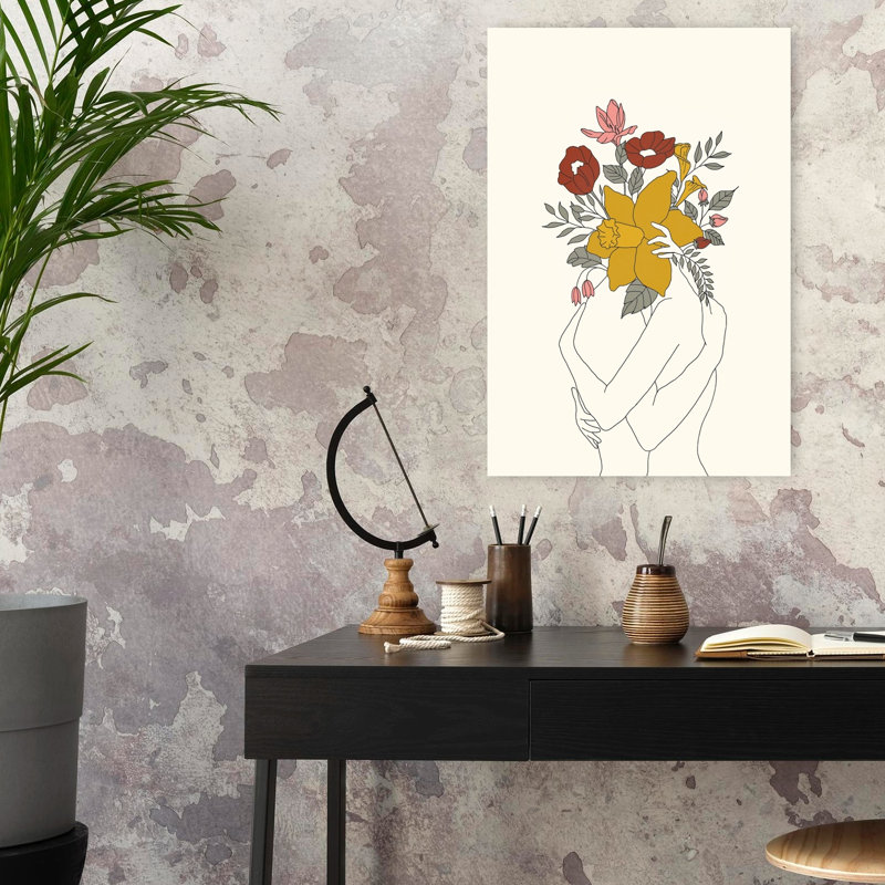 Art floral abstrait, nature et amour, H 24 po x l 16 po