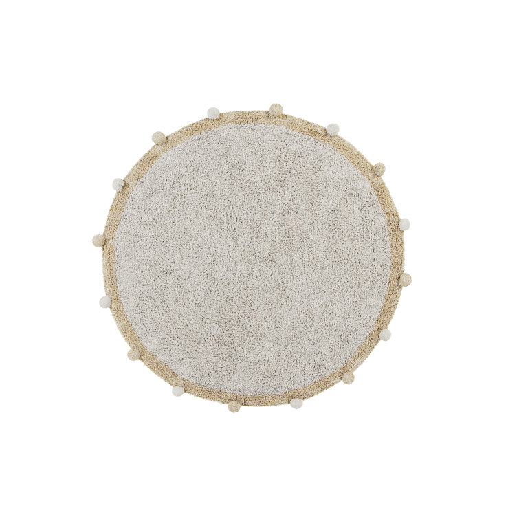 Handgefertigter Teppich aus Baumwolle in Natur/Honiggelb
