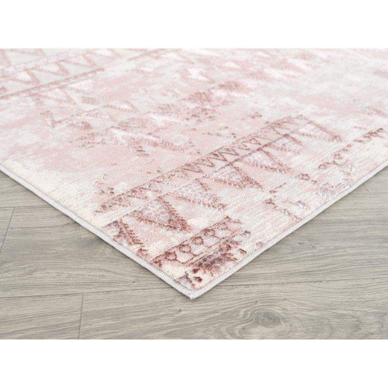Tapis décoratif rose abstrait Amarillo, Rectangle 8 pi x 11 pi