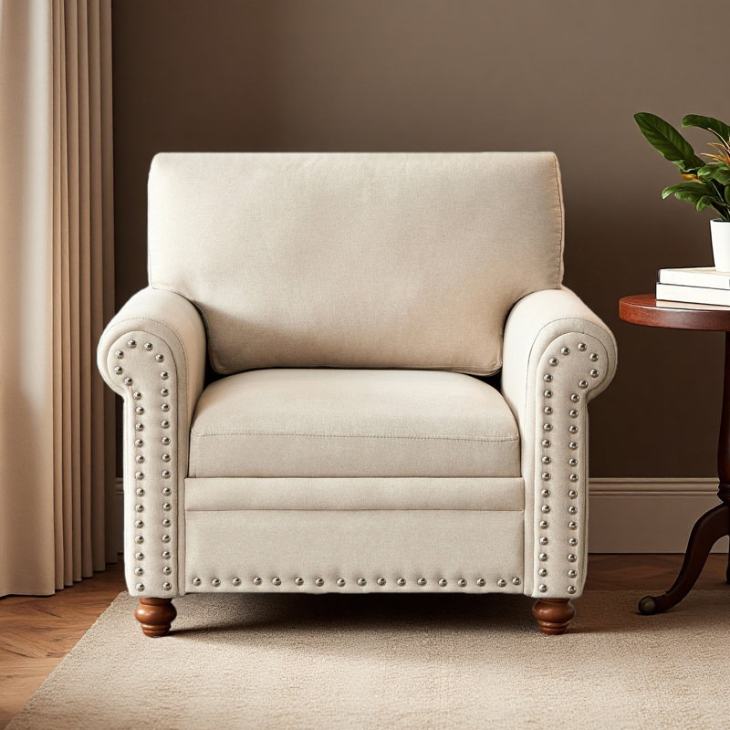 Chaise de salon simple avec pieds en bois, Blanc