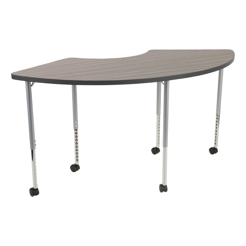 Structure Series 1/3 Round 65" x 30" Adjustable Height Mobile Collaborative Activity Table with Casters, Cosmic Strandz