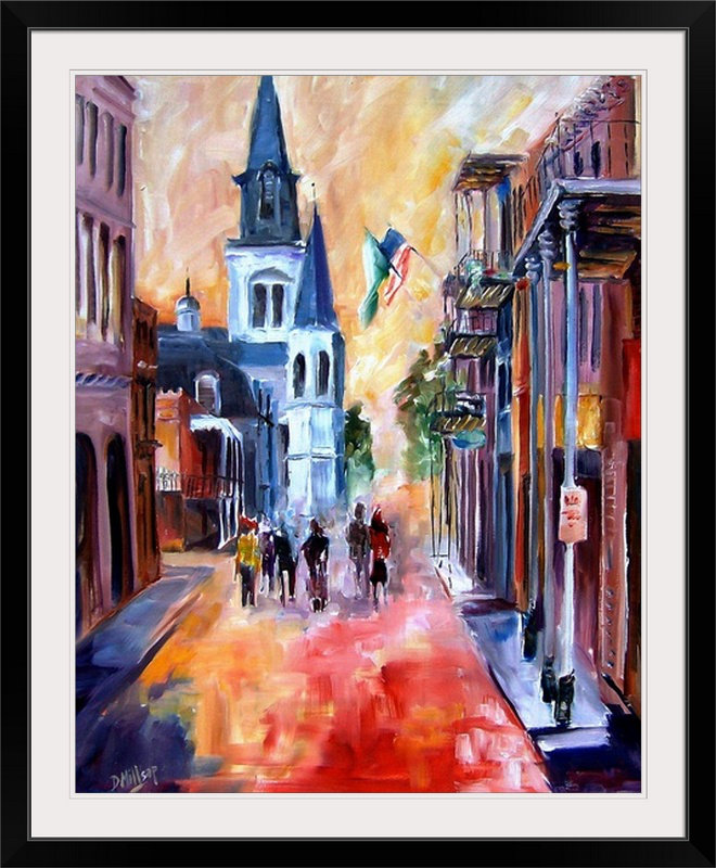 «Misty Morning on Chartres Street» par Bebe, reproduction d'art, H 20 po x l 16 po x P 1,5 po, Toile