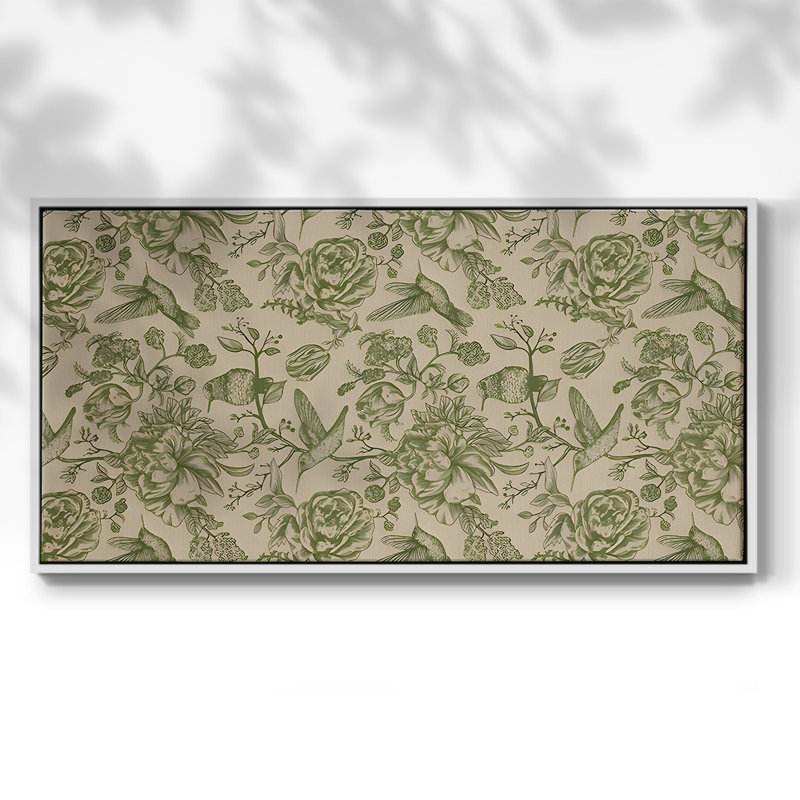Botanical Series-CDIV- Toile tendue avec châssis tendue, prête à être accrochée, H 17 po x l 33 po, Blanc