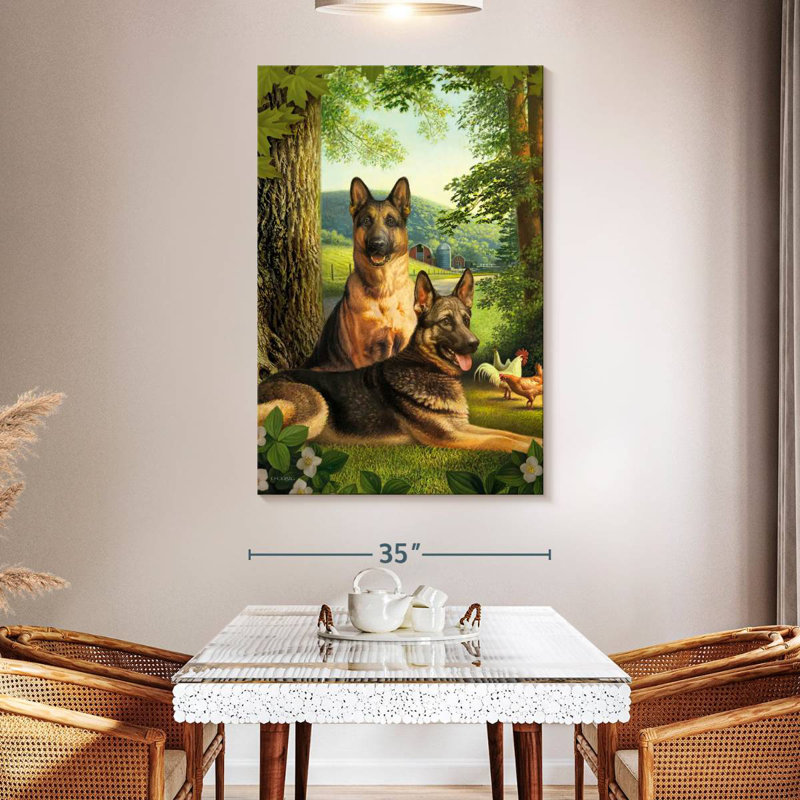 Brampt German Shepherds And Chickens, 51" H x 34" W