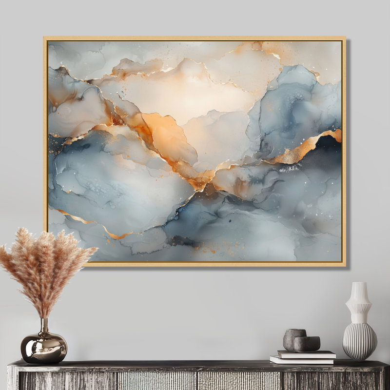 Amann - Abstract Wall Art, H 34 po x l 44 po, Cadre flottant, Naturel