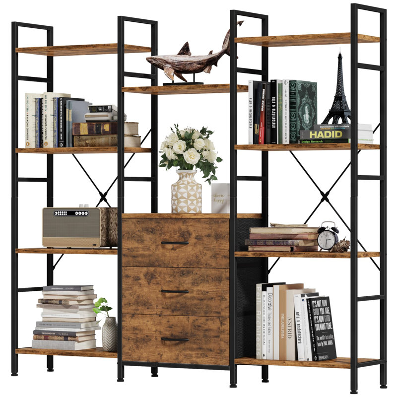 142cm H Metal Book Cabinet Bookcase, Brown