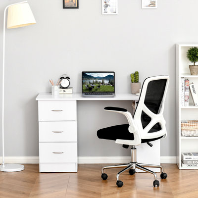 Poste de travail avec 3 tiroirs et tablette de rangement