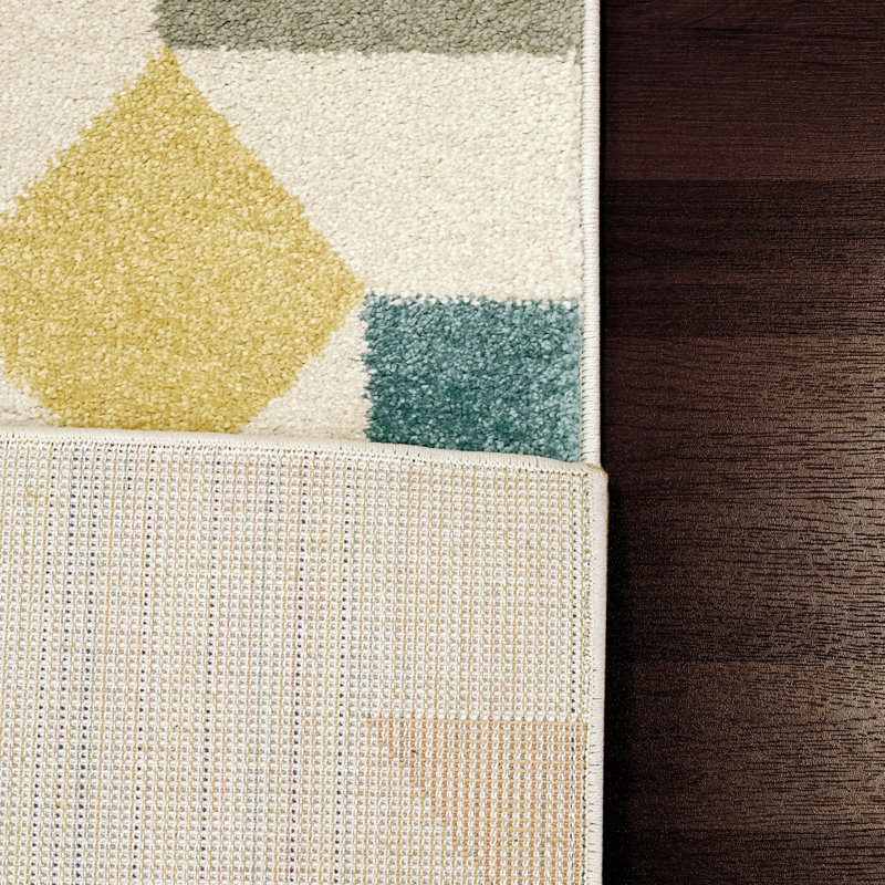 Tapis abstrait beige, Rectangle 5 pi 3 po x 7 pi 7 po