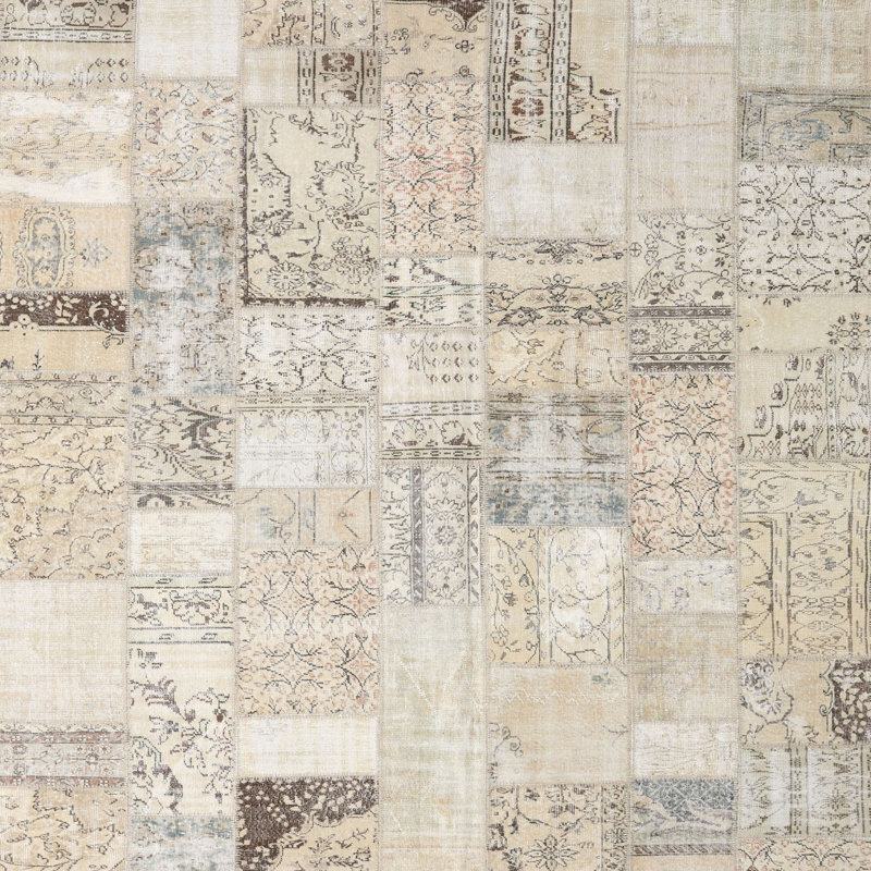 Tapis beige contemporain, Carré 4 pi