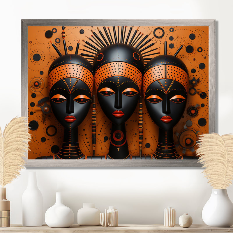 «African Tribal Rhythms IV - Tribal africain, reproductions encadrées, Cadre flottant noir, H 16 po x l 32 po x P 1 po