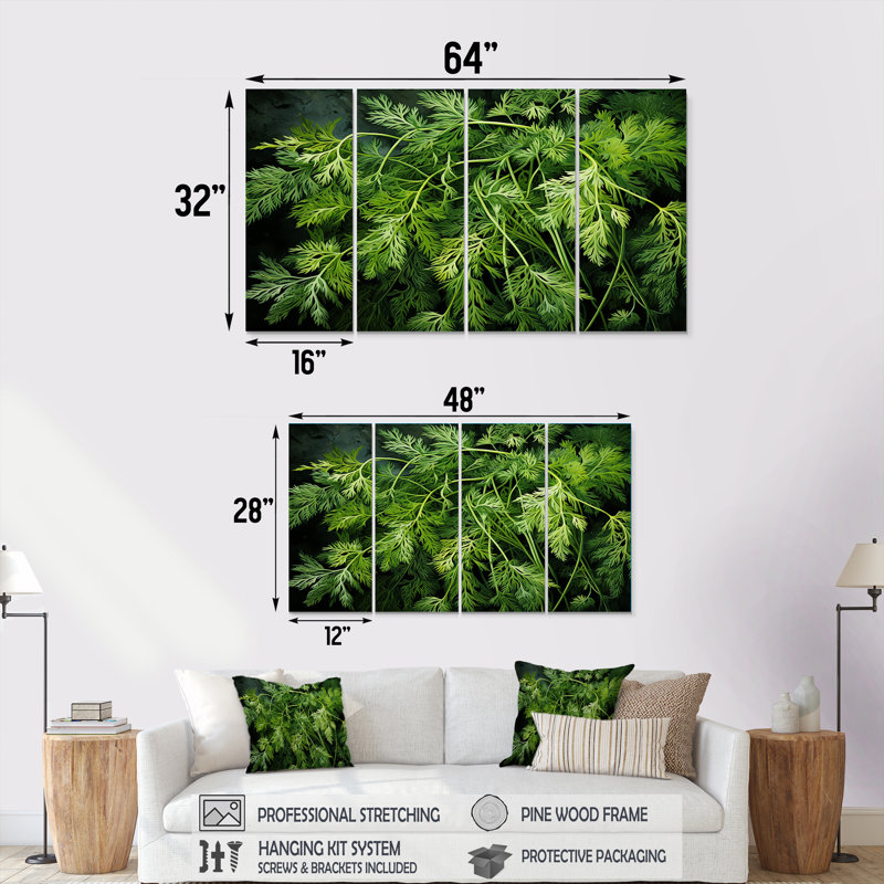 Ensemble de 4 décorations murales Herbs Pottery Delights II - Herbs, H 32 po x l 64 po