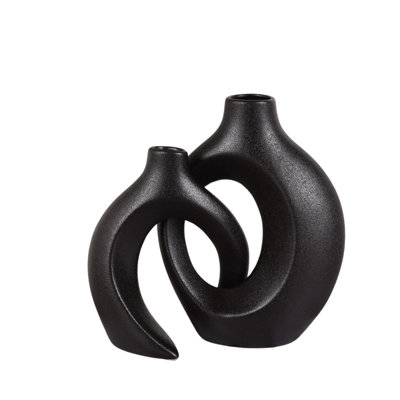 2PC Black Ceramic Vases