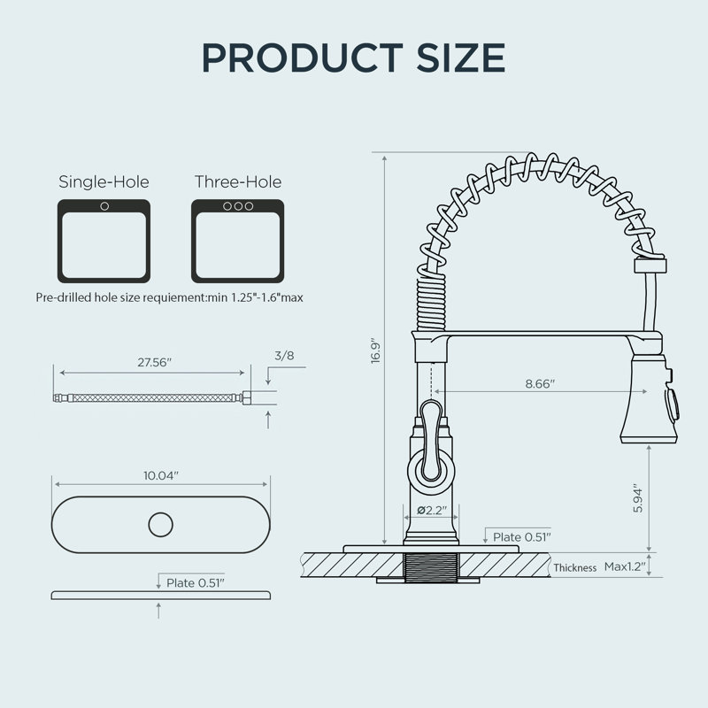 FURUISI Pull Down Single Handle Kitchen Faucet with Deck Plate, Oil Rubbed Bronze