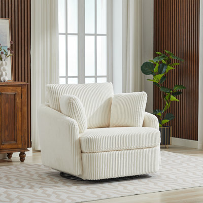 Upholstered Swivel Chair With 2 Side Pillows