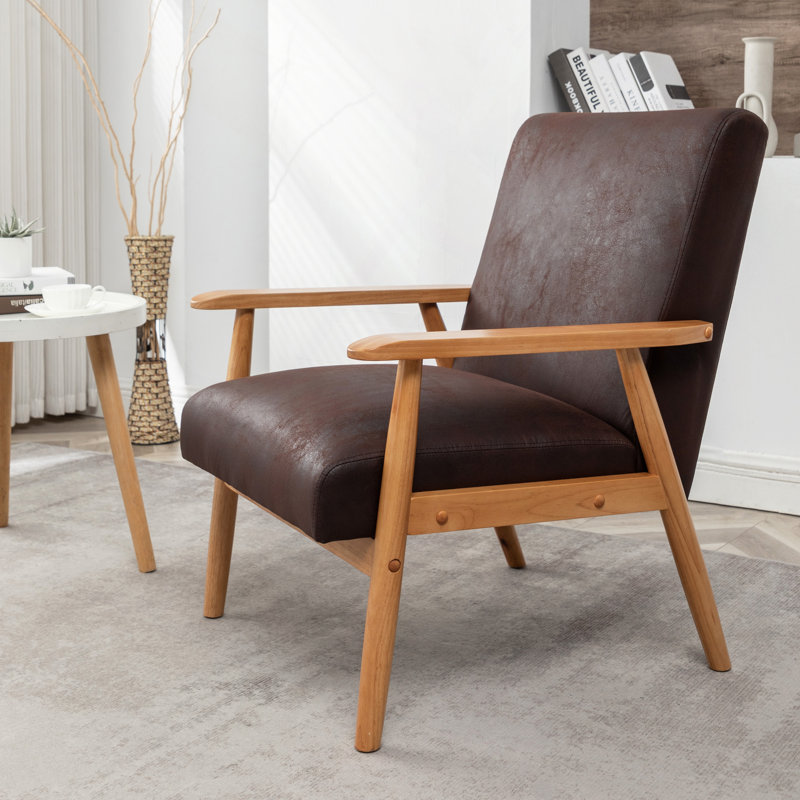 Fauteuil moderne de 25,38 po de largeur, Brun pâle, Marron foncé