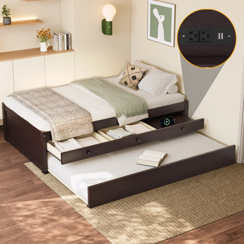 Lit plateforme simple avec lit gigogne, Lit simple, Espresso