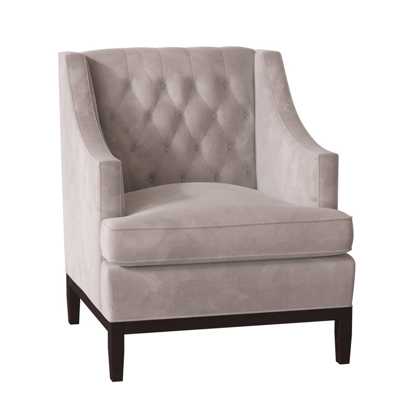 Carmel Tufted Armchair, Gray, Black Walnut