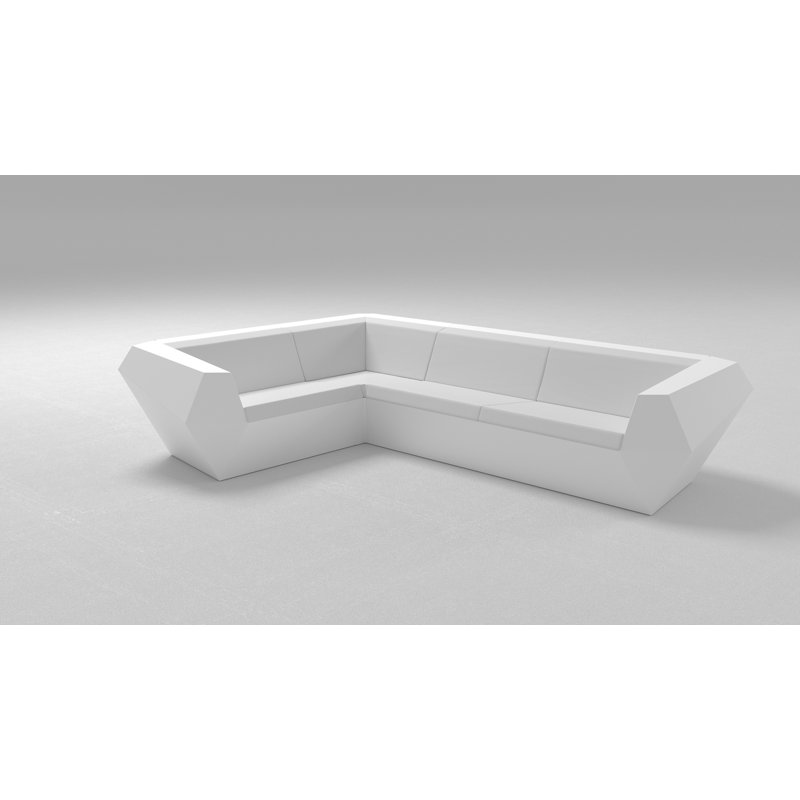 Faz 122.5" Wide 4-Seat Outdoor Reversible Patio Sectional with Cushions, White, White