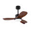 Ventilateur de plafond en bois massif de 36 pouces avec lumière DEL à intensité variable et télécommande, noir classique, pour les espaces intérieurs et extérieurs couverts