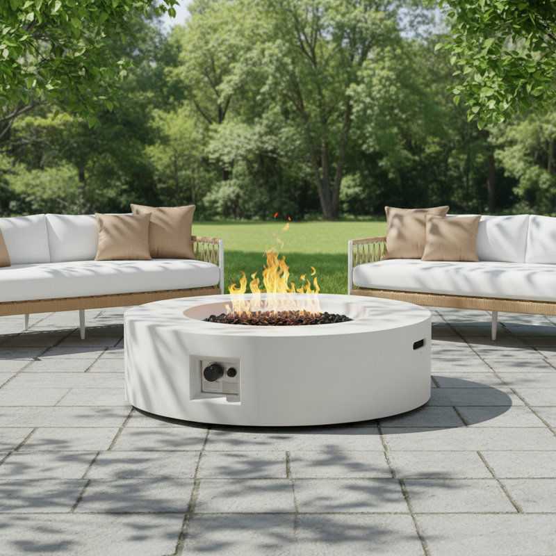 Orbison 11.5" H Concrete Propane Outdoor Fireplace, White