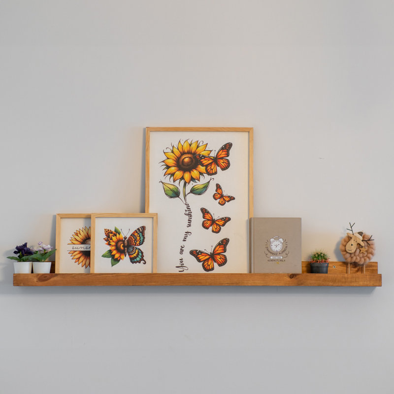 Étagère murale décorative en bois Guynn | 100% bois massif, épaisseur: 0,8 po | Parfait pour la décoration intérieure, l'organisation et la présentation de photos ou d'objets de collection, conception robuste et élégante