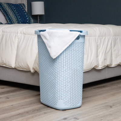  Panier à linge mince 60 L, panier à linge, couvercle, plastique