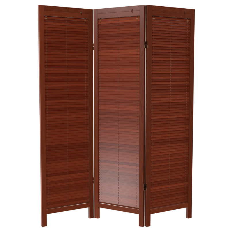 6 Ft. Tall Adjustable Shutter Room Divider White 3 Panel, Walnut, 3