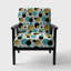 Hajrie - Cercles dorés et bleus - Fauteuil d'appoint Mid-Century rembourré en velours
