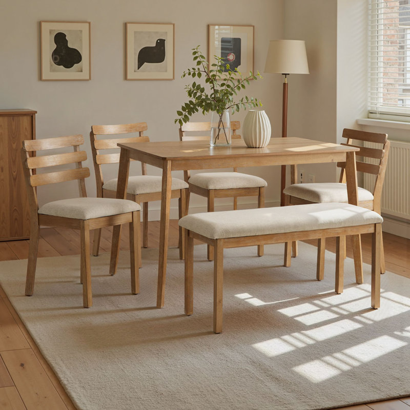6-piece Solid Wood Dining Table Set