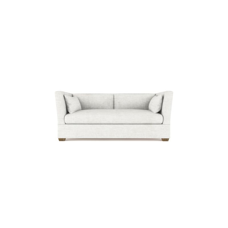 Rivington Flare Square Track-Arm Loveseat, Box Weave Linen Blue Print, Weathered, 31" H x 72" W x 37" D