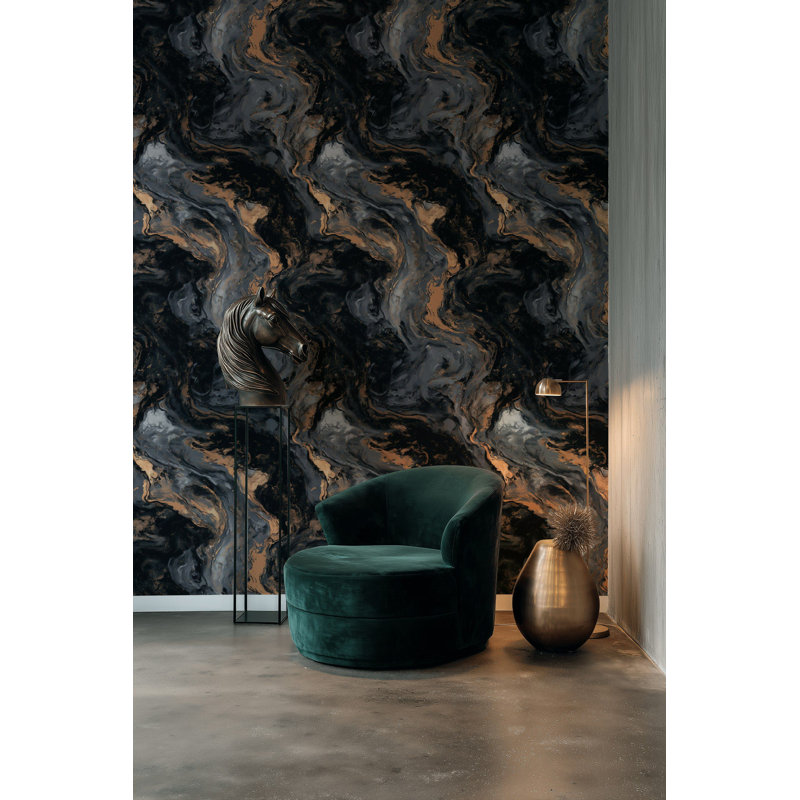 Papier peint marbré marbré noir