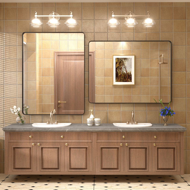 Miroir mural Aevar, 40 po x 30 po, Noir mat