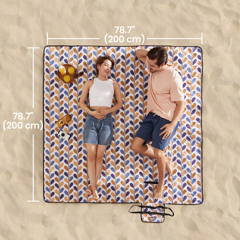 Picnic Blanket, 200 X 200 Cm, Large Waterproof Picnic Mat For Camping, Park, Garden, Beach,Leaf Pattern