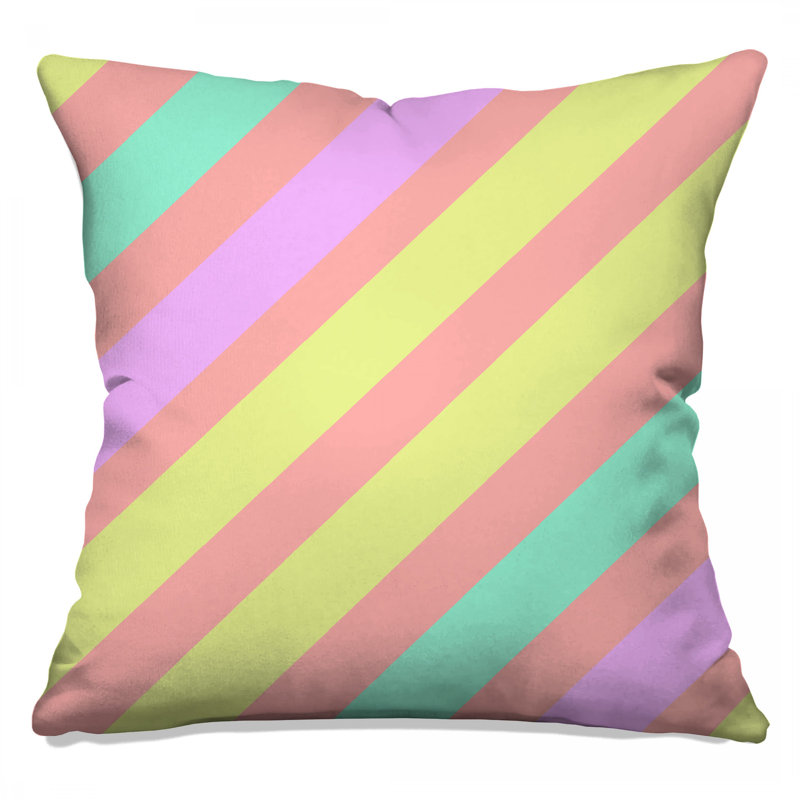 Pastel Diagonal Stripes Double Sided Throw Pillows, 14 x 14 inches