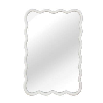 24"X36" Wavy Rectangle Solid Wood Frame Decorative Mirror,For Bedroom, Bathroom, Living Room, Entryway