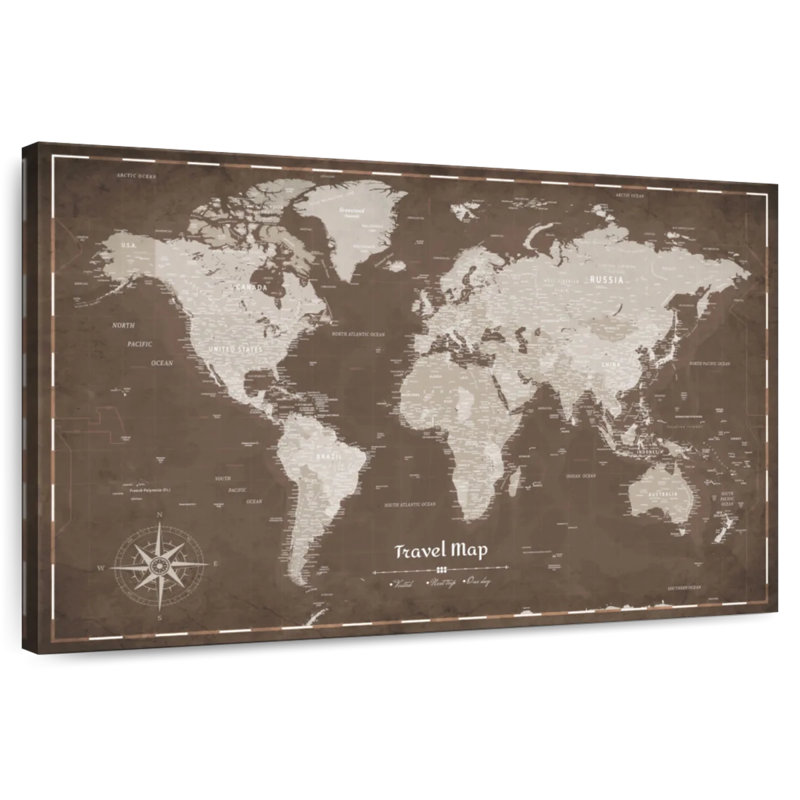 Voyage avec punaises Alvertia World III, H 34 po x l 51 po
