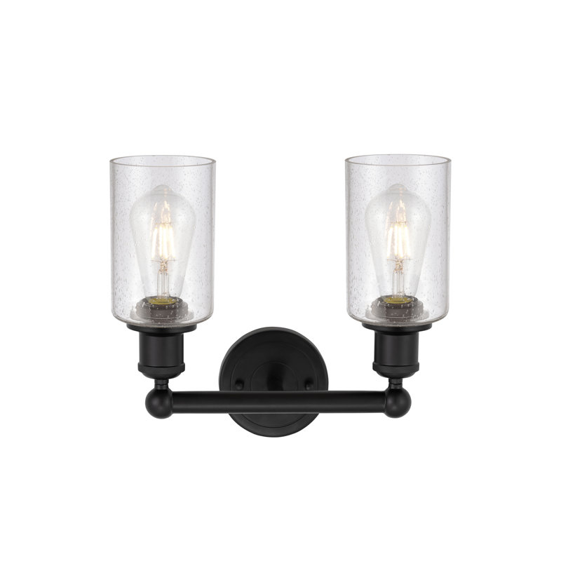 Éclairage pour meuble-lavabo à 2 lumières 12,875 pouces Caldello, Noir mat, Bullé
