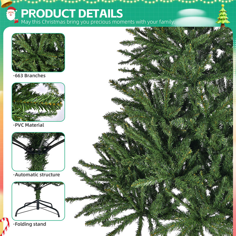 4.5 Ft Green Artificial Spruce Christmas Tree with Metal Stand
