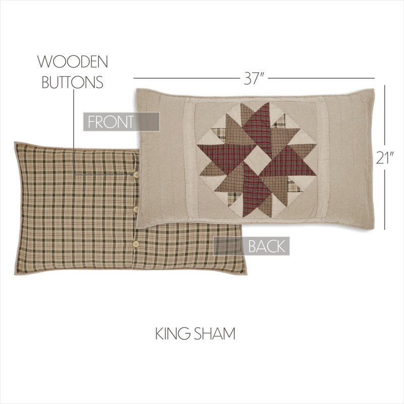 Cider Mill King Cotton Patchwork Sham in Tan and Red