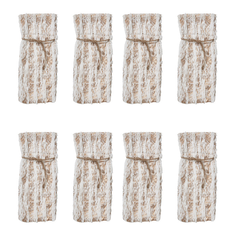 Ensemble de 8 sacs en fausse fourrure avec imprimé de feuilles métalliques brossées, Or
