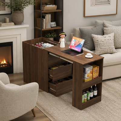 Modern Corner Computer Desk with Extendable Table and Ample Storage, Perfect for Home Office and Study