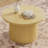 31.5'' Round Coffee Table With Woodgrain Top And Tambour Shade Accents For Living Room-1392923968