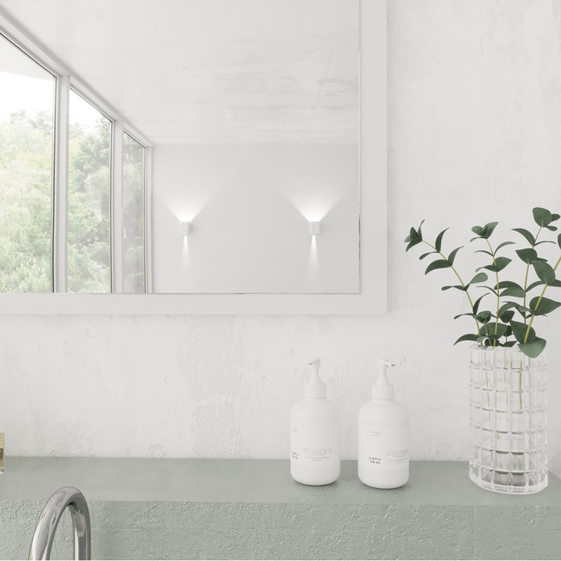 Villasenor Wood Flat Wall Mirror, White