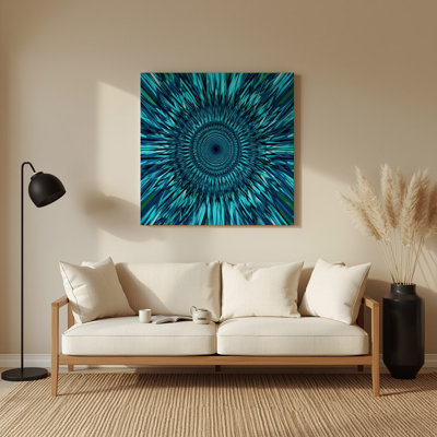 Op Art 22 Blue Metal Wall Art