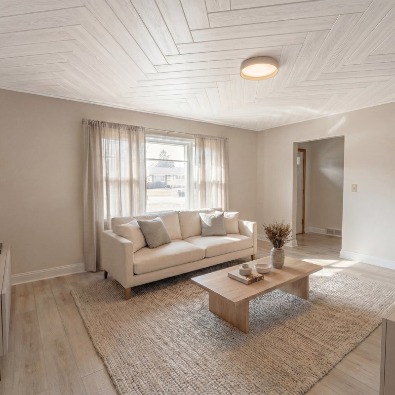 Planches de plafond en mousse et bois collé 39 po x 6 po, Chêne blanchi