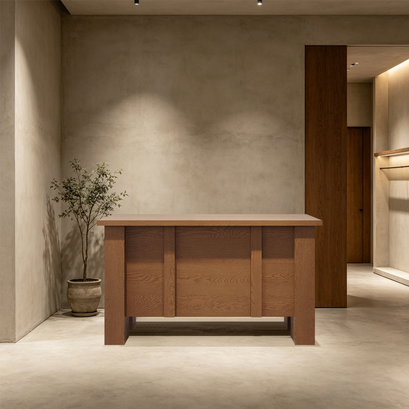 Bureau de réception rétro 62,99 po avec tiroir verrouillable, aucun assemblage requis, comptoir avant pour magasin de vêtements, salon, bureau et espaces de vente au détail