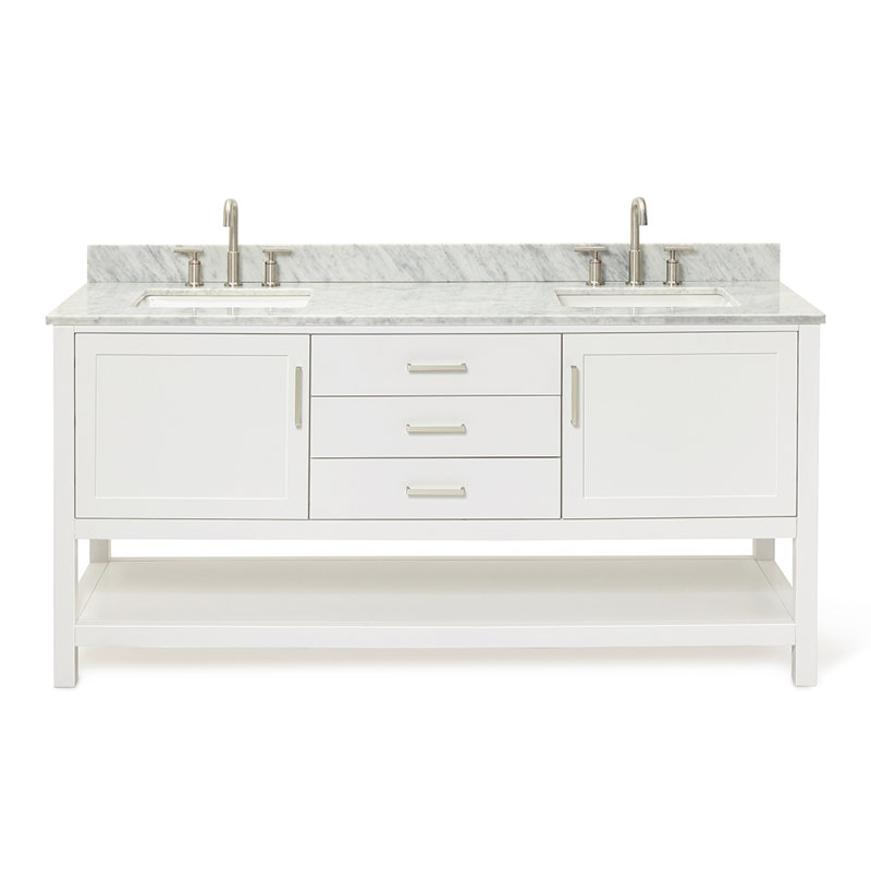 Bayhill 73'' W Double Vanity, 61", White, Oval